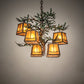 Meyda Lighting Pine Branch 29" 5-Light Antique Copper Valley View Chandelier With Amber Mica Shade Glass