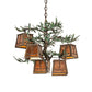 Meyda Lighting Pine Branch 29" 5-Light Antique Copper Valley View Chandelier With Amber Mica Shade Glass