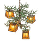 Meyda Lighting Pine Branch 29" 5-Light Antique Copper Valley View Chandelier With Amber Mica Shade Glass