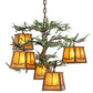 Meyda Lighting Pine Branch 29" 5-Light Antique Copper Valley View Chandelier With Amber Mica Shade Glass