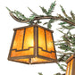 Meyda Lighting Pine Branch 29" 5-Light Antique Copper Valley View Chandelier With Amber Mica Shade Glass