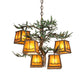 Meyda Lighting Pine Branch 29" 5-Light Antique Copper Valley View Chandelier With Amber Mica Shade Glass