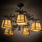 Meyda Lighting Pine Branch 29" 5-Light Antique Copper Valley View Chandelier With Beige Iridescent Shade Glass