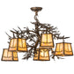 Meyda Lighting Pine Branch 29" 5-Light Antique Copper Valley View Chandelier With Beige Iridescent Shade Glass