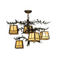 Meyda Lighting Pine Branch 29" 5-Light Dark Burnished Antique Copper Valley View Chandelier With Beige Iridescent Art Shade Glass