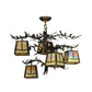 Meyda Lighting Pine Branch 29" 5-Light Dark Burnished Antique Copper Valley View Chandelier With Beige Iridescent Art Shade Glass