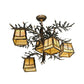 Meyda Lighting Pine Branch 29" 5-Light Dark Burnished Antique Copper Valley View Chandelier With Beige Iridescent Art Shade Glass
