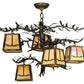 Meyda Lighting Pine Branch 29" 5-Light Dark Burnished Antique Copper Valley View Chandelier With Beige Iridescent Art Shade Glass
