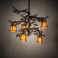 Meyda Lighting Pine Branch 29" 5-Light Oil Rubbed Bronze Valley View Chandelier With Amber Mica Shade Glass