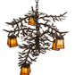 Meyda Lighting Pine Branch 29" 5-Light Oil Rubbed Bronze Valley View Chandelier With Amber Mica Shade Glass
