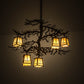 Meyda Lighting Pine Branch 29" 5-Light Oil Rubbed Bronze Valley View Chandelier With Beige Art Shade Glass