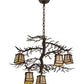 Meyda Lighting Pine Branch 29" 5-Light Oil Rubbed Bronze Valley View Chandelier With Beige Art Shade Glass