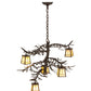 Meyda Lighting Pine Branch 29" 5-Light Oil Rubbed Bronze Valley View Chandelier With Beige Art Shade Glass
