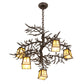 Meyda Lighting Pine Branch 29" 5-Light Oil Rubbed Bronze Valley View Chandelier With Beige Art Shade Glass