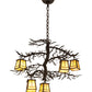 Meyda Lighting Pine Branch 29" 5-Light Oil Rubbed Bronze Valley View Chandelier With Beige Art Shade Glass