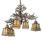 Meyda Lighting Pine Branch 30" 5-Light Dark Burnished Antique Copper Valley View Chandelier With Beige Iridescent Shade Glass