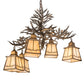 Meyda Lighting Pine Branch 30" 5-Light Dark Burnished Antique Copper Valley View Chandelier With Beige Iridescent Shade Glass