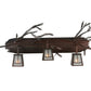 Meyda Lighting Pine Branch 32" 3-Light Wrought Iron Over Rust Valley View Vanity Light With Clear Frosted Shade Glass