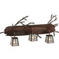 Meyda Lighting Pine Branch 32" 3-Light Wrought Iron Over Rust Valley View Vanity Light With Clear Frosted Shade Glass