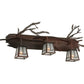 Meyda Lighting Pine Branch 32" 3-Light Wrought Iron Over Rust Valley View Vanity Light With Clear Frosted Shade Glass