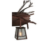 Meyda Lighting Pine Branch 32" 3-Light Wrought Iron Over Rust Valley View Vanity Light With Clear Frosted Shade Glass