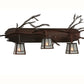 Meyda Lighting Pine Branch 32" 3-Light Wrought Iron Over Rust Valley View Vanity Light With Clear Frosted Shade Glass