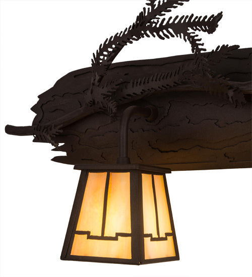 Meyda Lighting Pine Branch 36" 3-Light Cafe Noir Vanity Light With Beige Iridescent Shade Glass