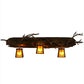 Meyda Lighting Pine Branch 38" 3-Light Antique Copper Valley View Vanity Light With Amber Mica Shade Glass