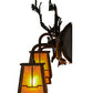 Meyda Lighting Pine Branch 38" 3-Light Antique Copper Valley View Vanity Light With Amber Mica Shade Glass