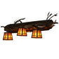 Meyda Lighting Pine Branch 38" 3-Light Antique Copper Valley View Vanity Light With Amber Mica Shade Glass