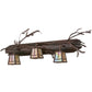 Meyda Lighting Pine Branch 38" 3-Light Rust & Wrought Iron Valley View Vanity Light With Beige Iridescent Shade Glass