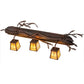 Meyda Lighting Pine Branch 38" 3-Light Rust & Wrought Iron Valley View Vanity Light With Beige Iridescent Shade Glass