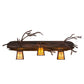 Meyda Lighting Pine Branch 38" 3-Light Rust & Wrought Iron Valley View Vanity Light With Beige Iridescent Shade Glass