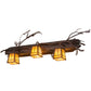 Meyda Lighting Pine Branch 38" 3-Light Rust & Wrought Iron Valley View Vanity Light With Beige Iridescent Shade Glass