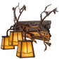 Meyda Lighting Pine Branch 38" 3-Light Rust & Wrought Iron Valley View Vanity Light With Beige Iridescent Shade Glass