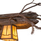 Meyda Lighting Pine Branch 38" 3-Light Rust & Wrought Iron Valley View Vanity Light With Beige Iridescent Shade Glass