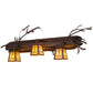 Meyda Lighting Pine Branch 38" 3-Light Rust & Wrought Iron Valley View Vanity Light With Beige Iridescent Shade Glass