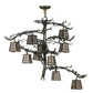 Meyda Lighting Pine Branch 39" 10-Light Dark Burnished Antique Copper Valley View Chandelier With Silver Mica Shade Glass