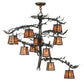 Meyda Lighting Pine Branch 39" 10-Light Dark Burnished Antique Copper Valley View Chandelier With Silver Mica Shade Glass
