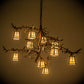 Meyda Lighting Pine Branch 39" 10-Light Rust & Wrought Iron Valley View Chandelier With Beige Iridescent Shade Glass