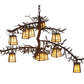 Meyda Lighting Pine Branch 39" 10-Light Rust & Wrought Iron Valley View Chandelier With Beige Iridescent Shade Glass