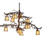 Meyda Lighting Pine Branch 39" 10-Light Rust & Wrought Iron Valley View Chandelier With Beige Iridescent Shade Glass