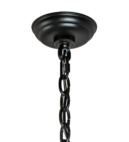 Meyda Lighting Pine Branch 39" 10-Light Textured Black Valley View Chandelier With White Art Shade Glass