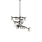 Meyda Lighting Pine Branch 39" 10-Light Textured Black Valley View Chandelier With White Art Shade Glass