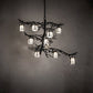 Meyda Lighting Pine Branch 39" 10-Light Textured Black Valley View Chandelier With White Art Shade Glass