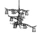 Meyda Lighting Pine Branch 39" 10-Light Textured Black Valley View Chandelier With White Art Shade Glass