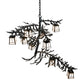 Meyda Lighting Pine Branch 39" 10-Light Textured Black Valley View Chandelier With White Art Shade Glass