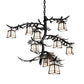 Meyda Lighting Pine Branch 39" 10-Light Textured Black Valley View Chandelier With White Art Shade Glass