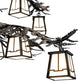Meyda Lighting Pine Branch 39" 10-Light Textured Black Valley View Chandelier With White Art Shade Glass