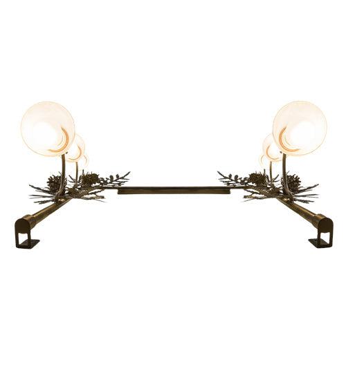 Meyda Lighting Pine Branch 40" 6-Light Dark Burnished Antique Copper Vanity Light With White Opal Shade Glass